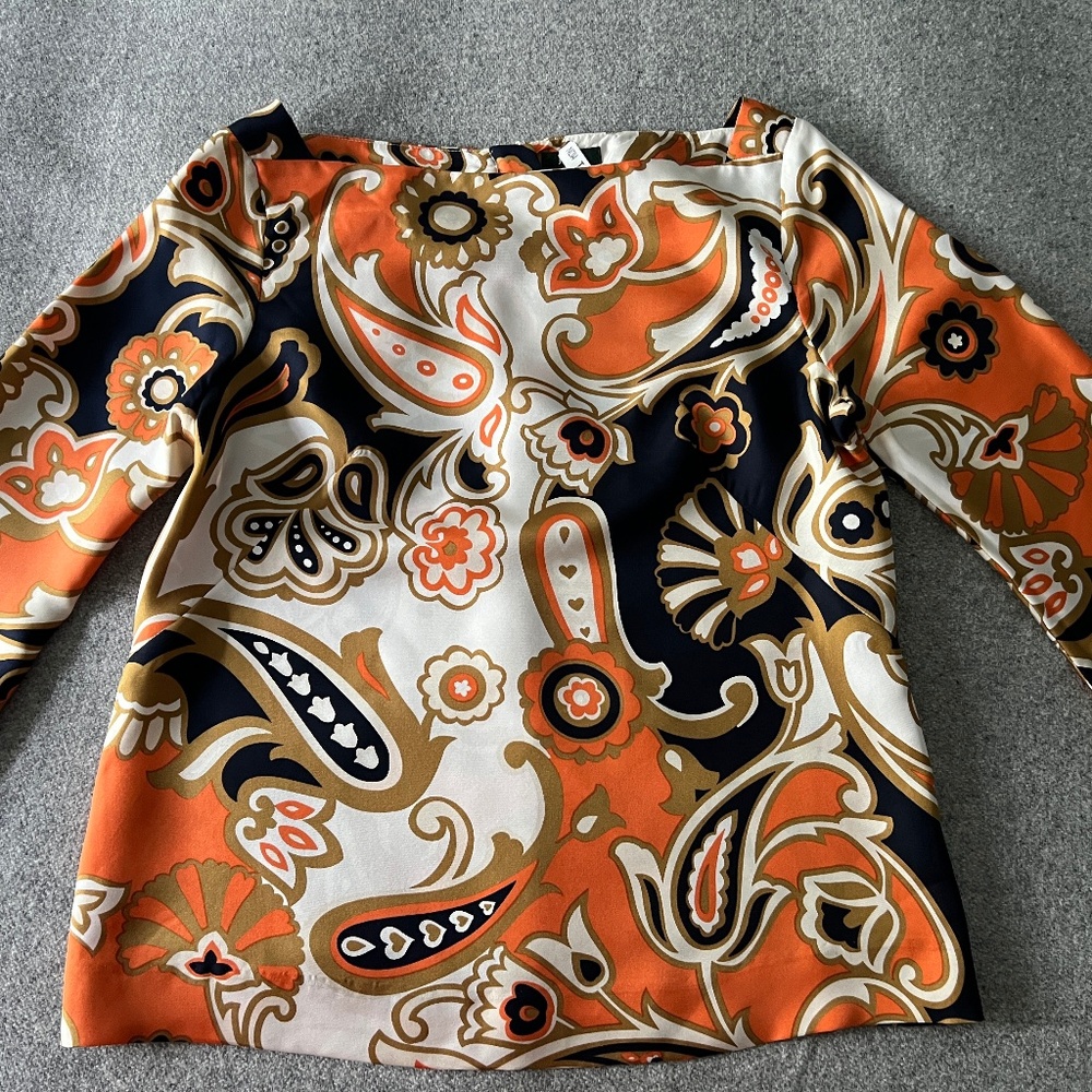 JCrew Silk Multicolor Paisley Blouse Top, Size 0